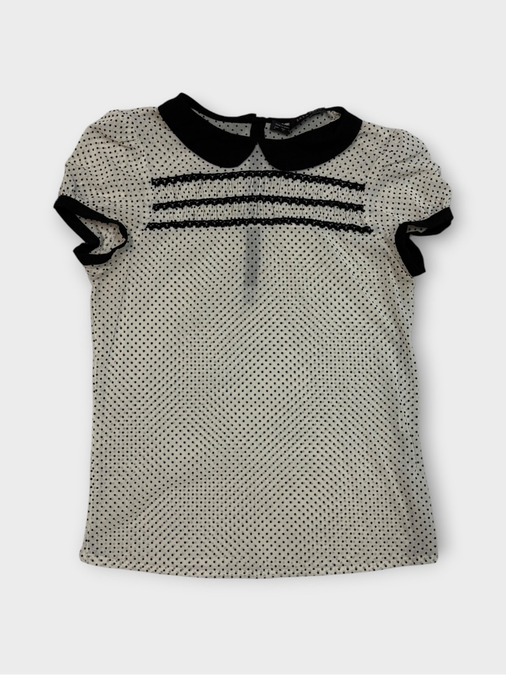 2010s Zara Basic Polka Dot Peter Pan Collar Blouse